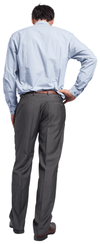 Transparent Businessman in Casual Attire with Hand on Hip