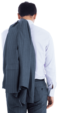 Tired Asian Businessman Holding Suit Jacket Transparent Background