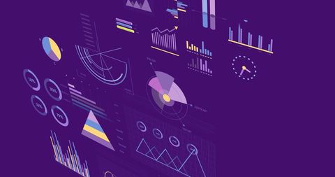 Digital Representation of Financial Data Analysis on Purple Background - Download Free Stock Images Pikwizard.com