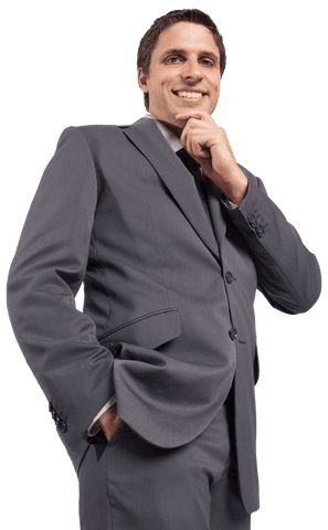 Transparent Background of Confident Businessman Thinking Pose