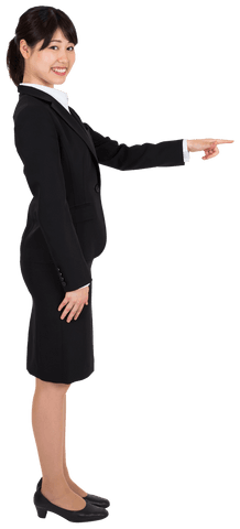 Transparent Businesswoman Pointing with Confidence