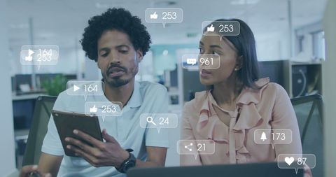 Business Professionals Analyzing Social Media Engagement Trends