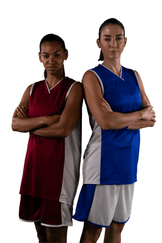 Diverse Women Athletes in Motion Wearing Transparent Sports Apparel Background