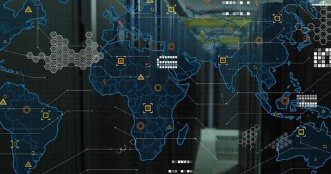 Digital World Map on Transparent Panel Showcasing Global Connectivity - Download Free Stock Images Pikwizard.com