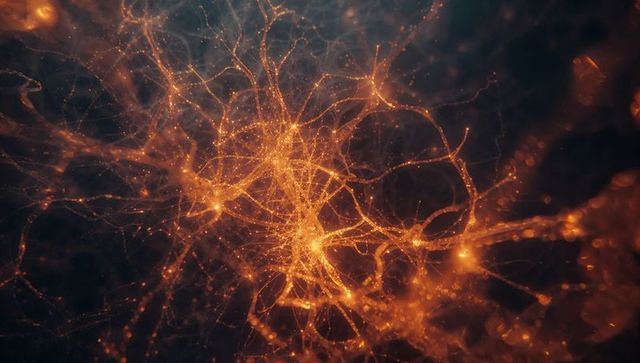 Glowing microscopic neural network connection
