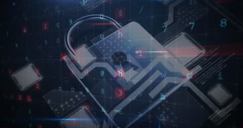 Digital Padlock with Data Overlay Illustrating Cybersecurity