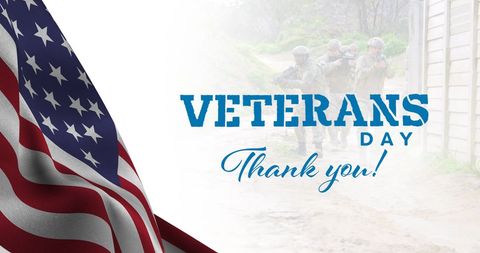 Veterans Day Tribute with Flag and Soldiers in Action