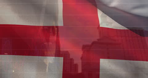 Graph Overlay on UK Flag Symbolizing Financial Analysis