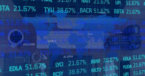 Financial Data Analytics Overlay on Computer Desk with Global Map - Download Free Stock Images Pikwizard.com