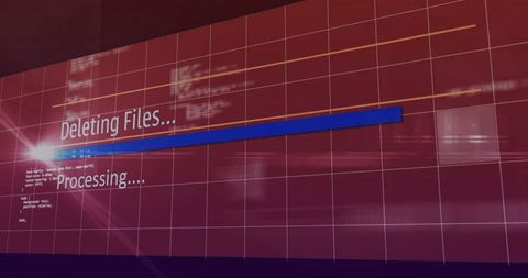 Futuristic Data Deletion Interface Showing Progress Bar and Processing Status