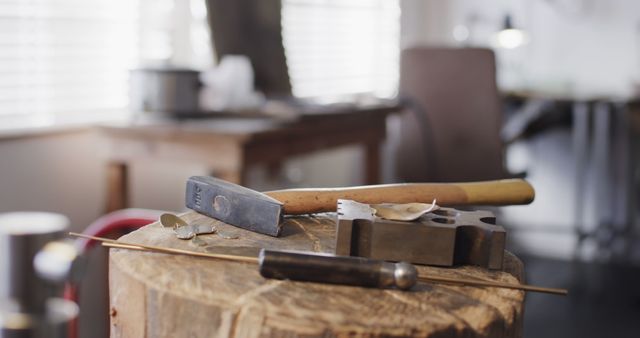 Wooden Workbench with Metalworking Tools in Artisan Workshop - Download Free Stock Images Pikwizard.com