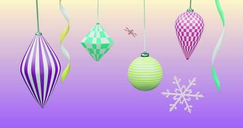 Festive Christmas Ornaments on Purple Gradient Background