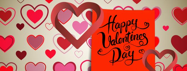 Happy Valentine's Day Card with Heart Pattern Background - Download Free Stock Templates Pikwizard.com