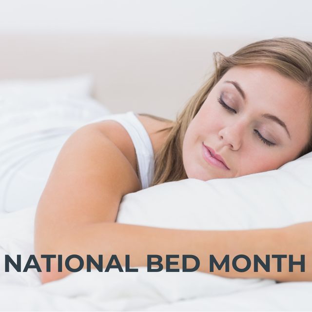 Woman Sleeping Peacefully Celebrating National Bed Month - Download Free Stock Templates Pikwizard.com