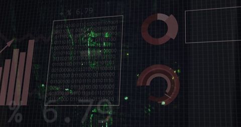 Binary Code Overlay with Digital Graphs and Charts - Download Free Stock Images Pikwizard.com