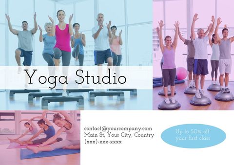 Vibrant Yoga Class Focused on Health and Wellness Encouragement - Download Free Stock Templates Pikwizard.com