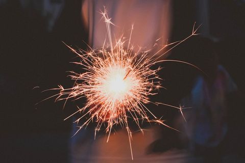 Hand Holding Sparkler During Festive Celebration