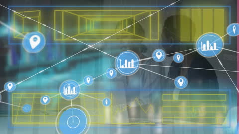 Colleagues Analyzing Digital Network Interface