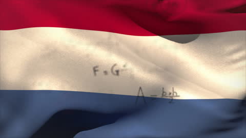 Netherlands Flag with Mathematical Equations Animation