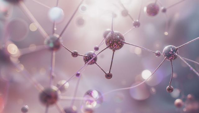Futuristic Molecular Structure Against Pastel Bokeh Background