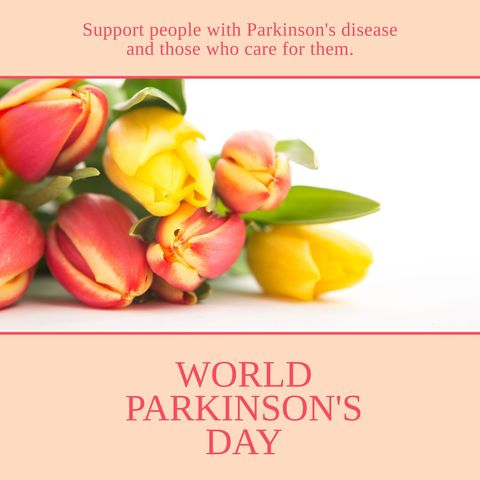 Bright Tulips with World Parkinson's Day Message