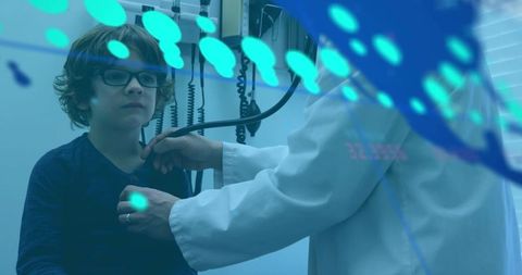 Child Receiving Checkup with Data Visualization