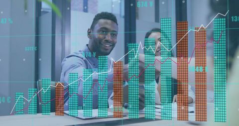 Diverse Team Analyzing Financial Growth with Data Graphics