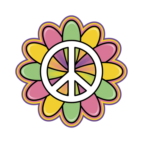 Colorful Flower Peace Symbol on Transparent Background