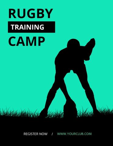 rugby training camp advert with player silhouette - Download Free Stock Templates Pikwizard.com