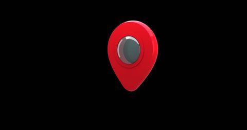 3d red map pin against black background