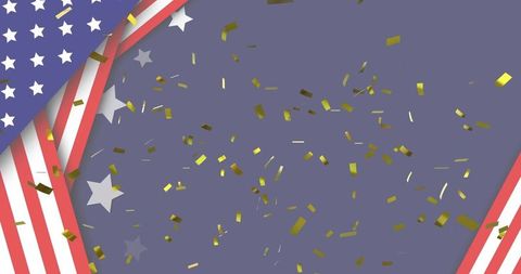 Patriotic Celebration with Gold Confetti on US Flag Background