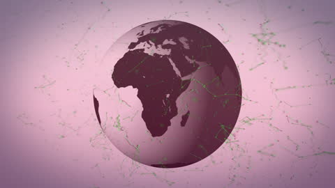 Globe with Digital Network Connections on Pink Background
