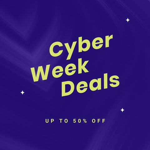 Cyber Week Deals Promotional Banner on Purple Background - Download Free Stock Templates Pikwizard.com