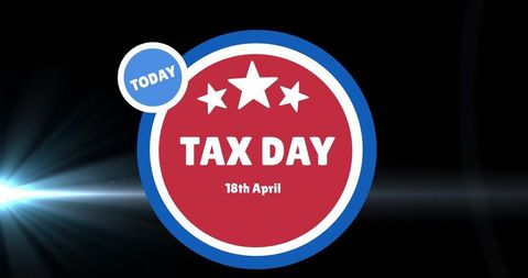 Bright tax day reminder with stars and modern flair