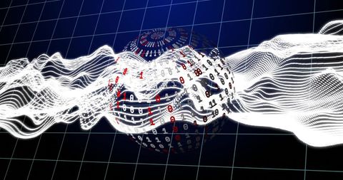 Futuristic Digital Sphere with Binary Code and Waves - Download Free Stock Images Pikwizard.com