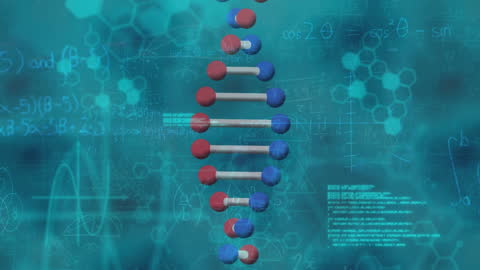 DNA Strand Animation with Futuristic Data Background