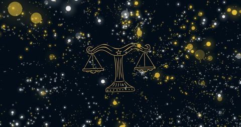 Libra zodiac balance with glowing abstract particles