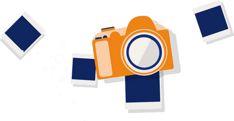 transparent floating orange camera with prints flat style - Download Free Stock Videos Pikwizard.com