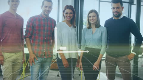 Diverse Professionals Collaborating with Digital Analytics Overlay