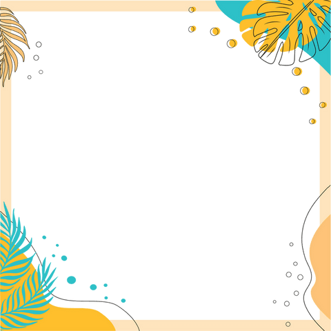 Transparent Frame with Mustard and Teal Palm Botanical Accents - Download Free Stock Videos Pikwizard.com