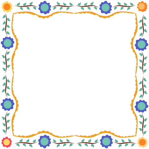 colorful botanical frame with floral and gold scalloped edge - Download Free Stock Videos Pikwizard.com