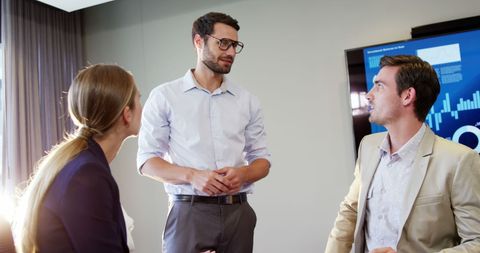 Dynamic Business Meeting in Modern Conference Room