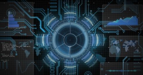 Futuristic Digital Interface with Circular Data Scanner - Download Free Stock Images Pikwizard.com