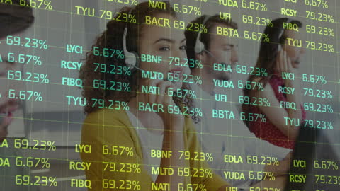 Diverse Call Center With Stock Market Data Overlay