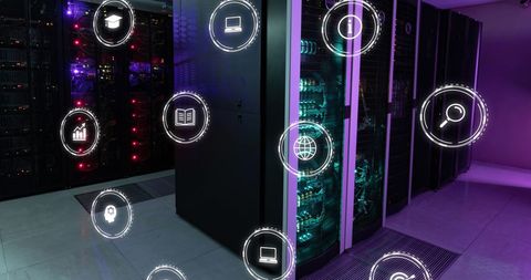 Futuristic Data Server Room with Digital Network Connections - Download Free Stock Images Pikwizard.com