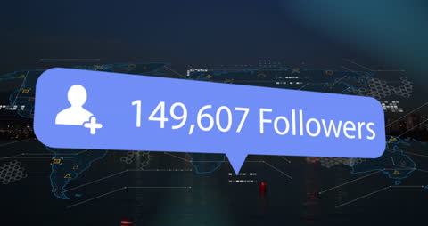Social Media Follower Count with Global Network Background