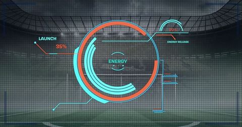 Futuristic Digital Interface Displaying Energy Graphs in Stadium - Download Free Stock Images Pikwizard.com
