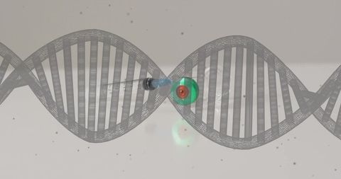 Genetic DNA Strand with Vaccine Vial and Syringe Concept