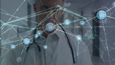 Doctor Using Digital Health Technology with Network Overlay