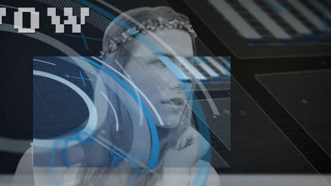 Woman Envisioning Futuristic Digital Data Display